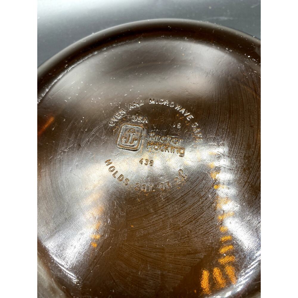 Vtg Anchor Hocking Fire-King (2qt) Amber Brown Oval Casserole Baking Dish Bowl - Picture 6 of 6